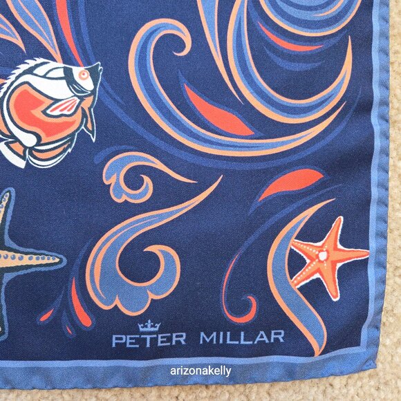 NWOT Peter Millar Silk Square Scarf *Four Seasons* Bird Butterfly Octopus - Picture 3 of 15